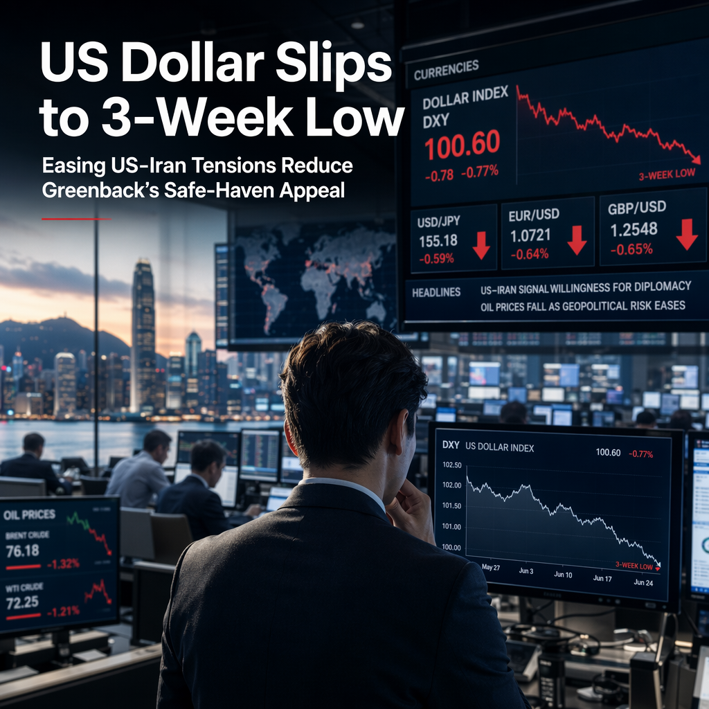 US Dollar Index Hits Three-Week Low as US-Iran Tensions Ease
