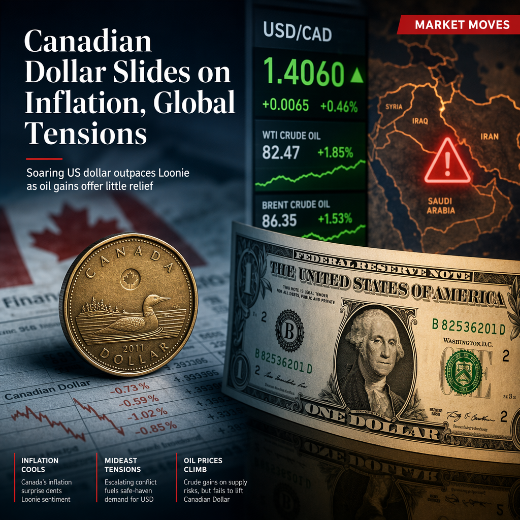 Canadian Dollar Weakens as Softer Inflation and Middle East Tensions Boost US Dollar