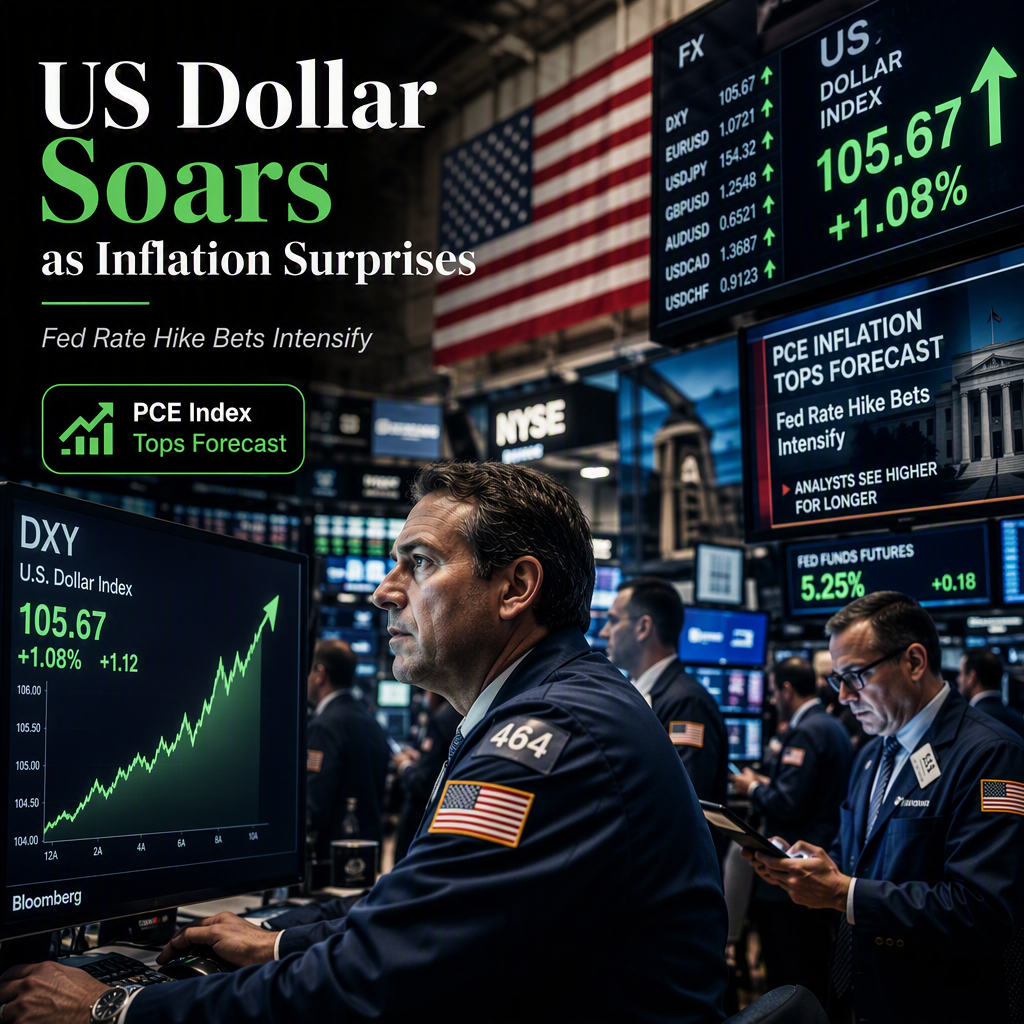US Dollar Surges as PCE Inflation Tops Expectations, Raising Fed Rate Hike Bets