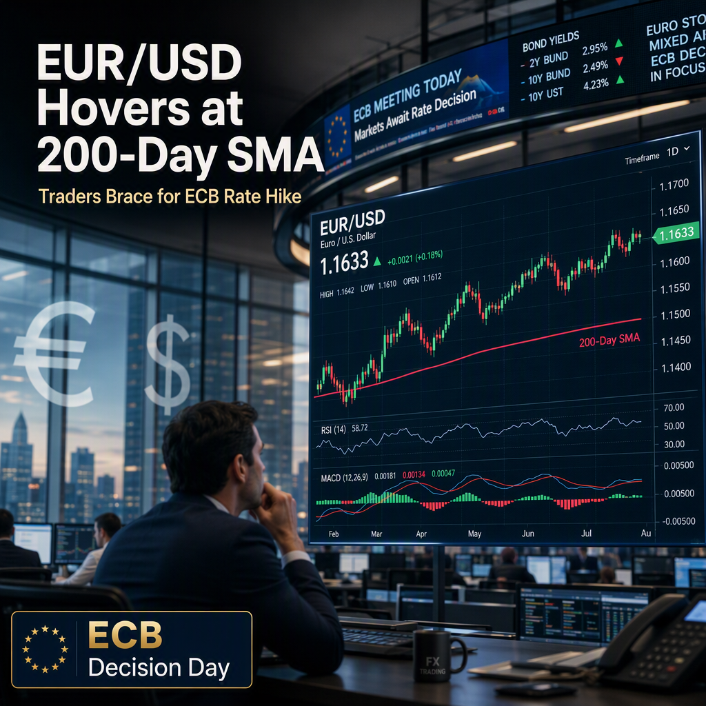 EUR/USD Tests 200-Day SMA as Traders Await ECB Rate Decision