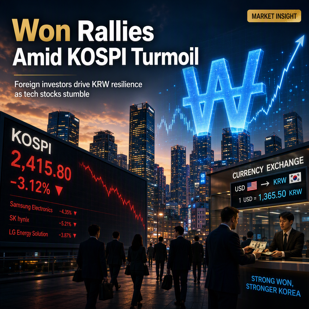South Korean Won Surges Amid Foreign Inflows Despite KOSPI Slump