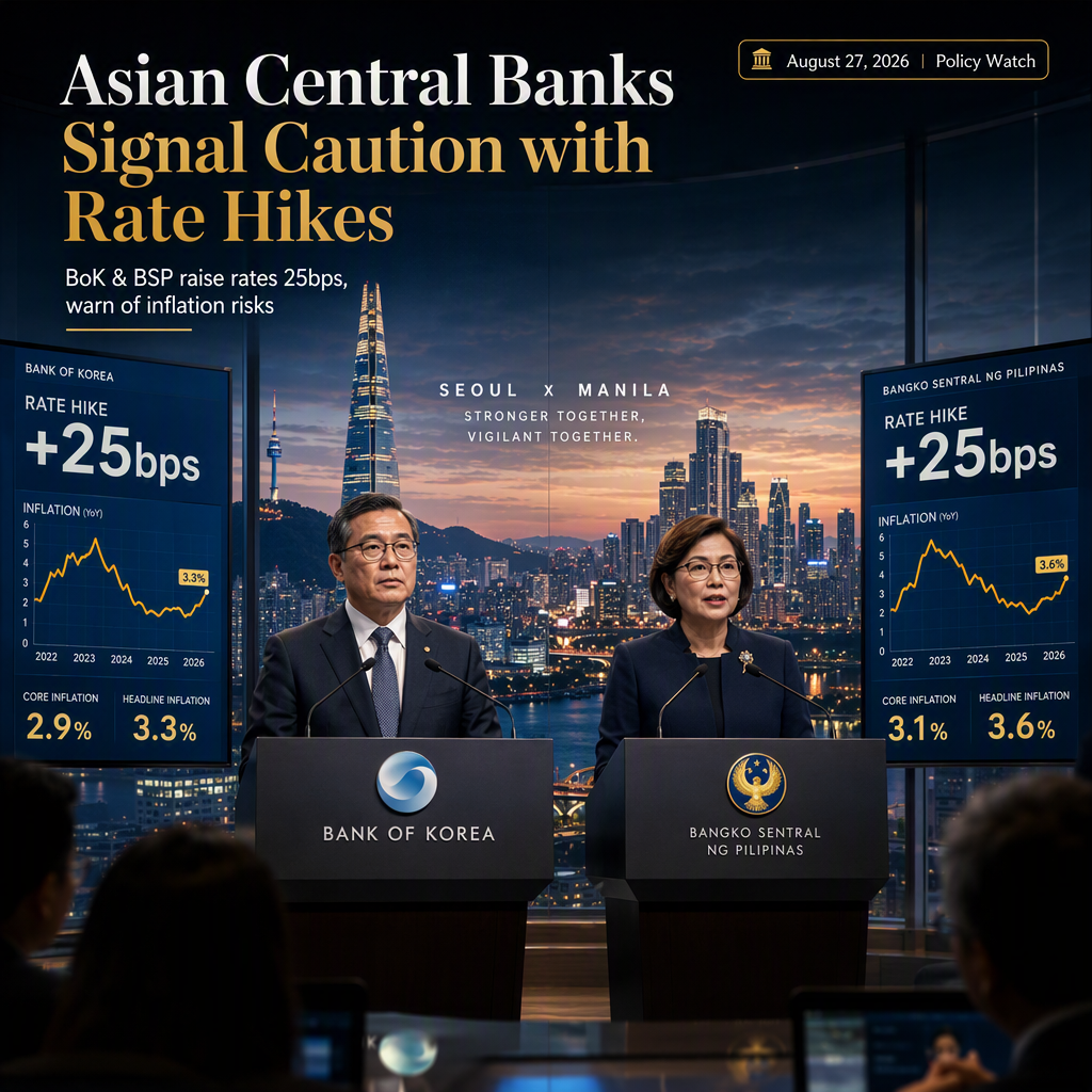 BoK and BSP Raise Rates by 25bps, Signal Cautious Approach Amid Inflation Risks