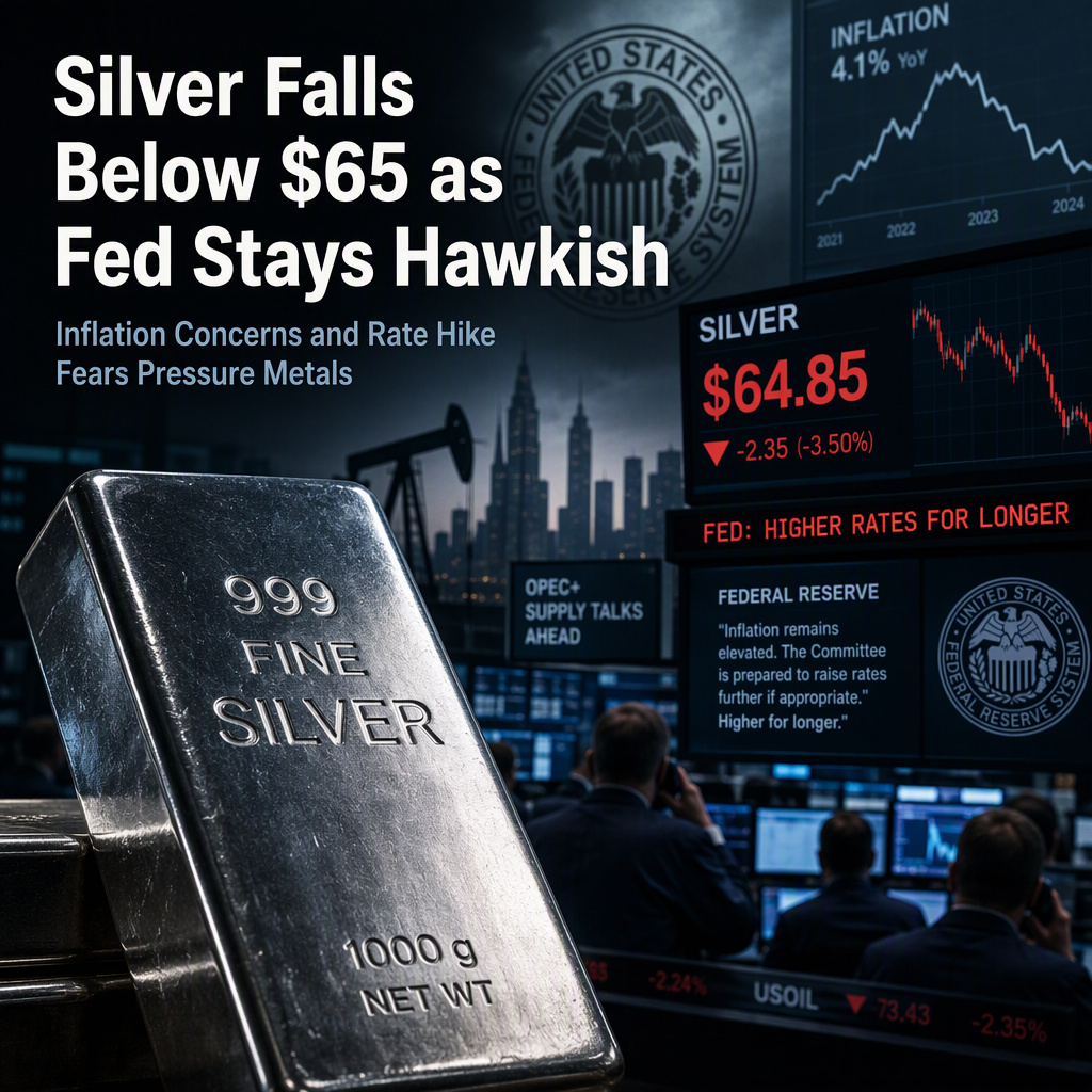 Silver Drops Below $65 as Fed Signals Higher-for-Longer Rates Amid Inflation Concerns