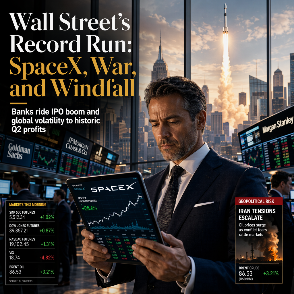 Big U.S. Banks Set for Soaring Q2 Revenues on SpaceX IPO and Iran War Volatility