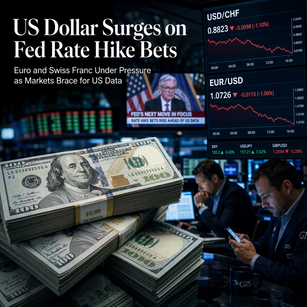 US Dollar Rallies as Fed Rate Hike Bets Rise, Pressuring Euro and Swiss Franc
