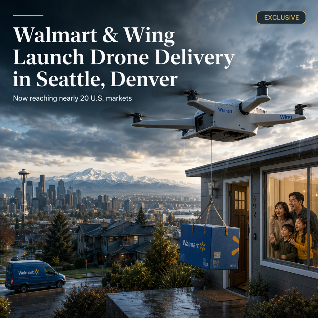 Walmart and Wing Expand Drone Delivery to Seattle and Denver, Reaching Nearly 20 Major U.S. Markets