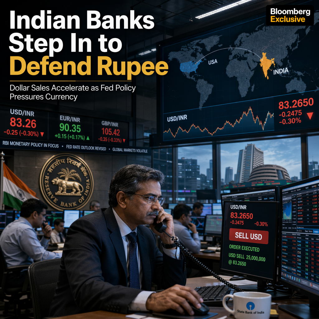 Indian State Banks Sell Dollars to Cap Rupee Losses Amid Fed Repricing