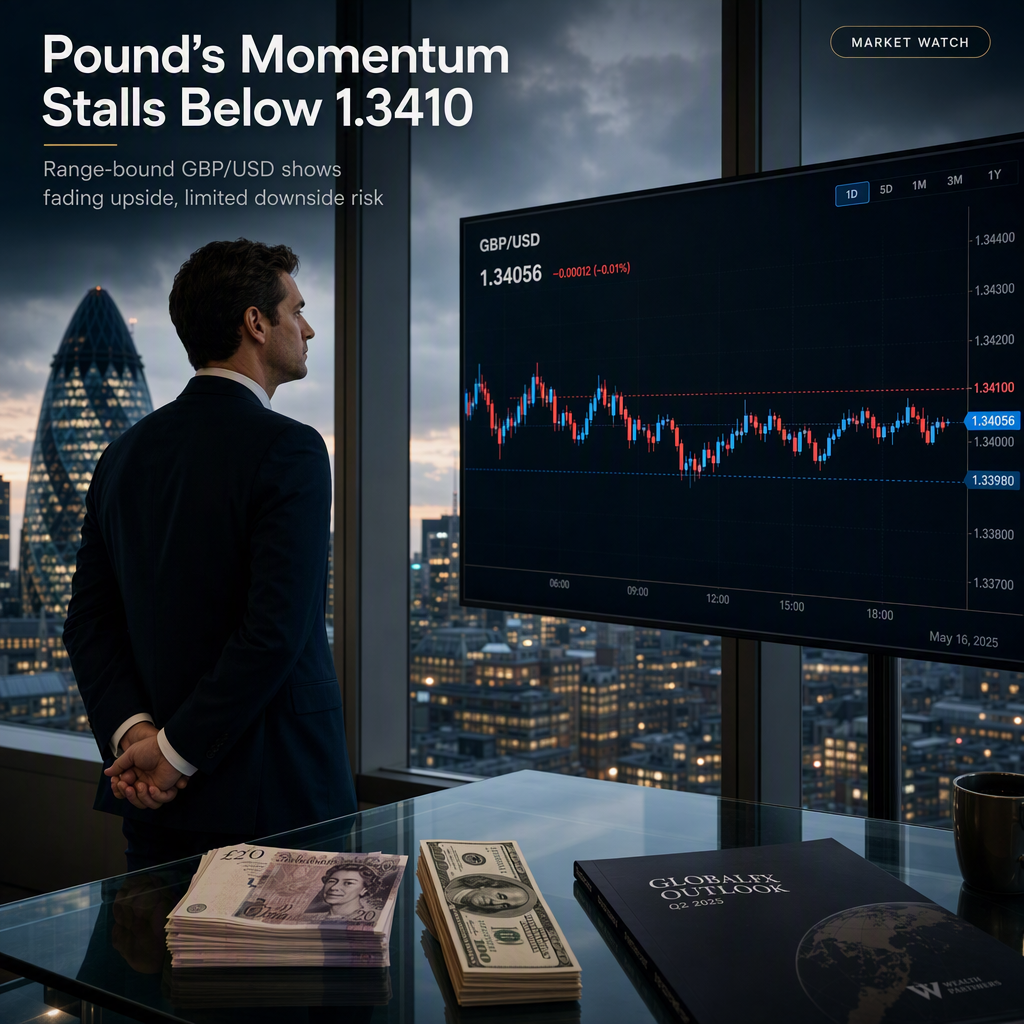 British Pound's Upside Momentum Fades as GBP/USD Trades in Tight Range Below 1.3410