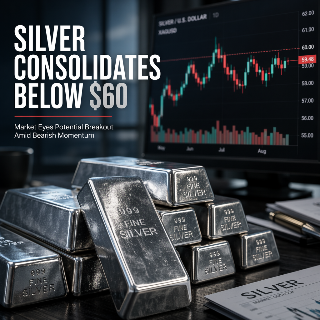 Silver Consolidates Below $60 Amid Bearish Momentum, Eyes Potential Breakout