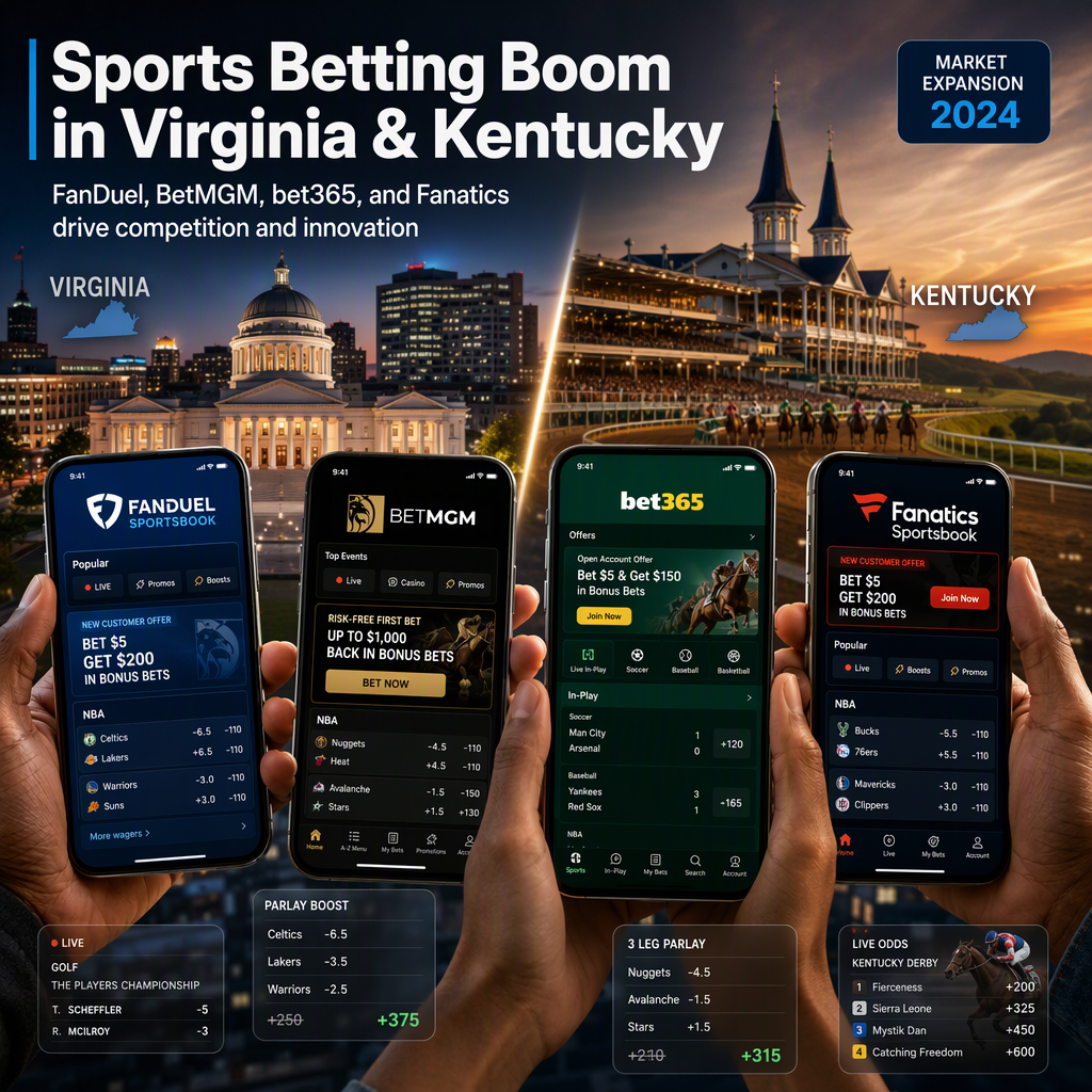 FanDuel, BetMGM, bet365, and Fanatics Expand Sports Betting Offerings in Virginia and Kentucky