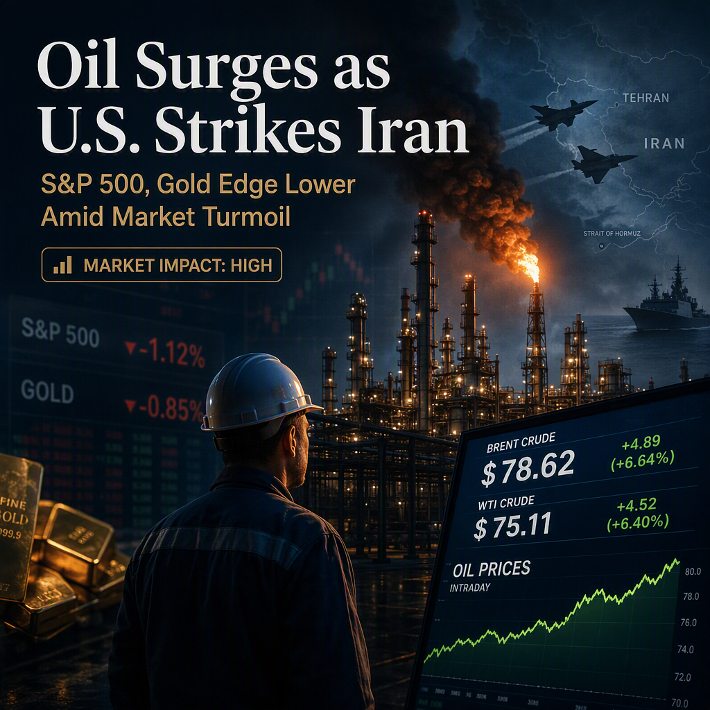 Oil Surges 1.5% After U.S. Strikes on Iran; S&P 500 and Gold Edge Lower Amid Hawkish Fed Repricing
