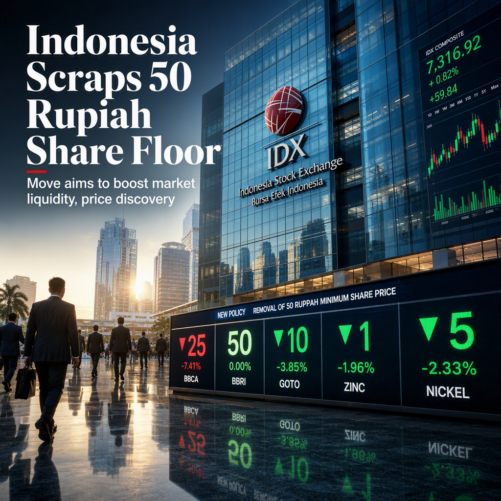 Indonesia Stock Exchange Plans to Remove 50 Rupiah Minimum Share Price to Boost Liquidity