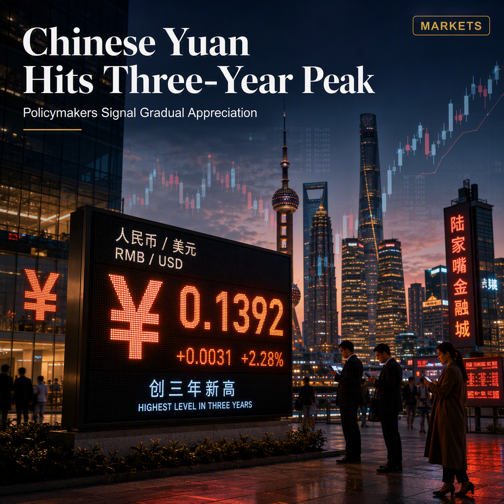 Chinese Yuan Nears Three-Year High as Policymakers Favor Measured Appreciation