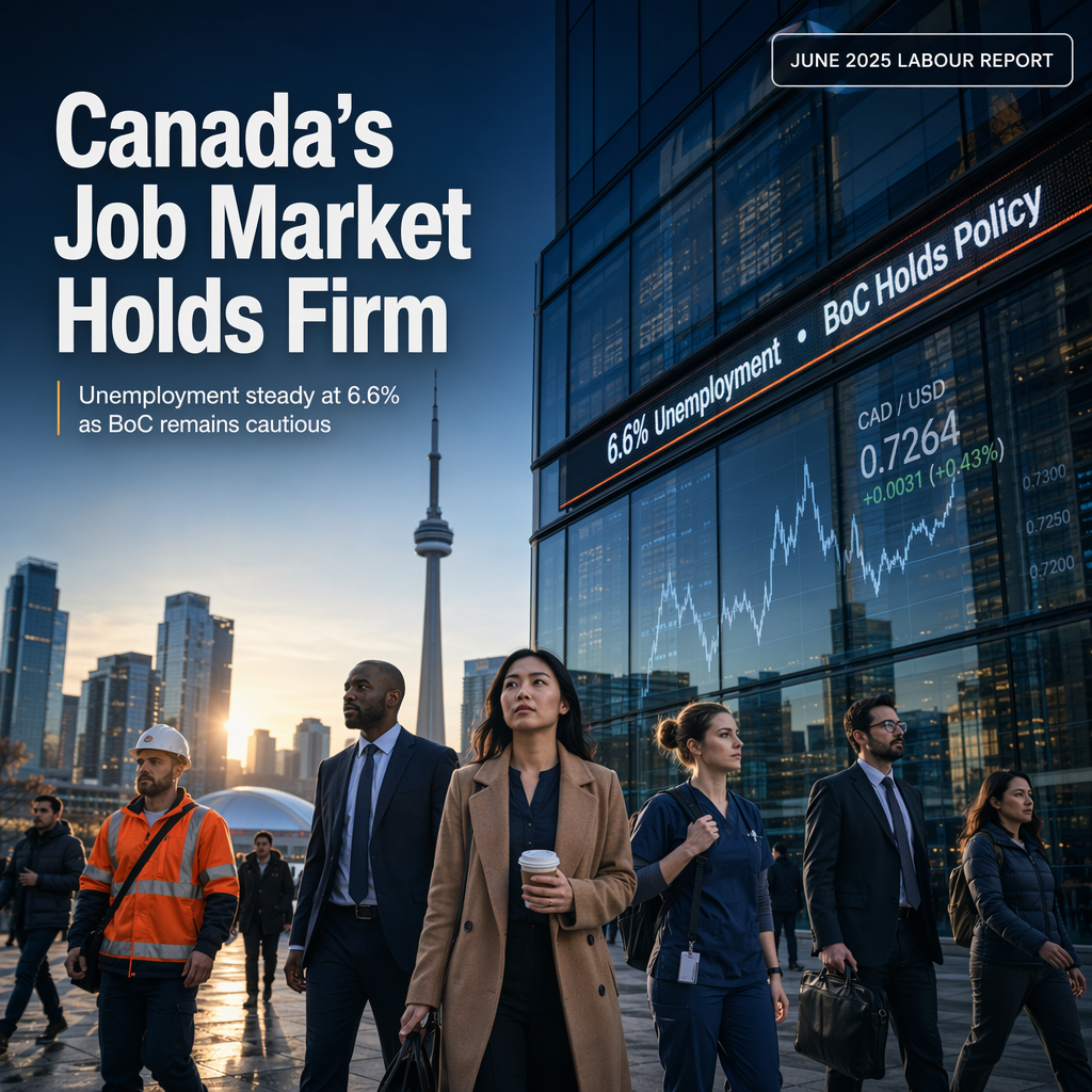 Canada's Unemployment Rate Expected to Hold Steady at 6.6% in June as Markets Eye BoC Policy