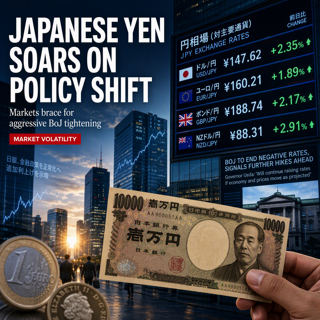 Japanese Yen Surges as Markets Price Aggressive Bank of Japan Tightening; Euro and Pound React to Economic Data