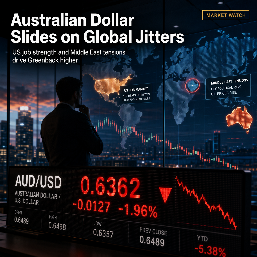 Australian Dollar Slides as Strong US Data and Geopolitical Tensions Boost Greenback