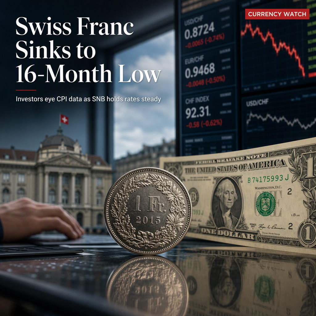 Swiss Franc Hits 16-Month Low as Investors Await CPI Data and SNB Holds Rates Steady