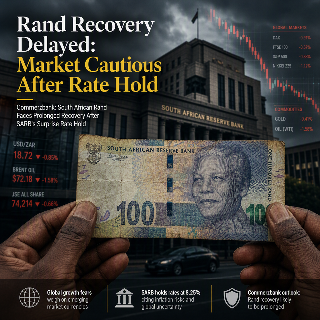 Commerzbank: South African Rand Faces Prolonged Recovery After SARB's Surprise Rate Hold