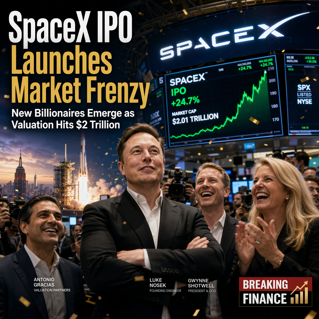 SpaceX's Historic IPO Catapults Market Cap Above $2 Trillion, Minting New Billionaires