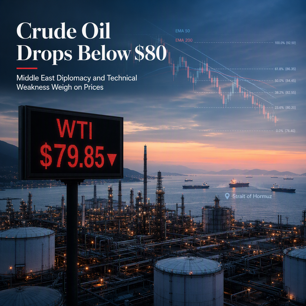 WTI Crude Oil Slips Below $80 Amid Easing Middle East Tensions and Technical Weakness