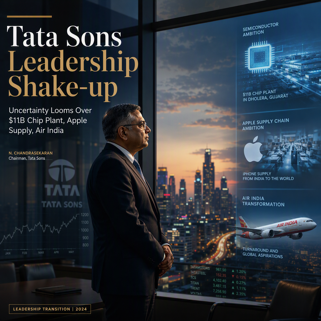 Tata Sons Chairman Chandrasekaran’s Exit Sparks Uncertainty Over $11 Billion Chip Plant, Apple Supply Ambitions, and Air India