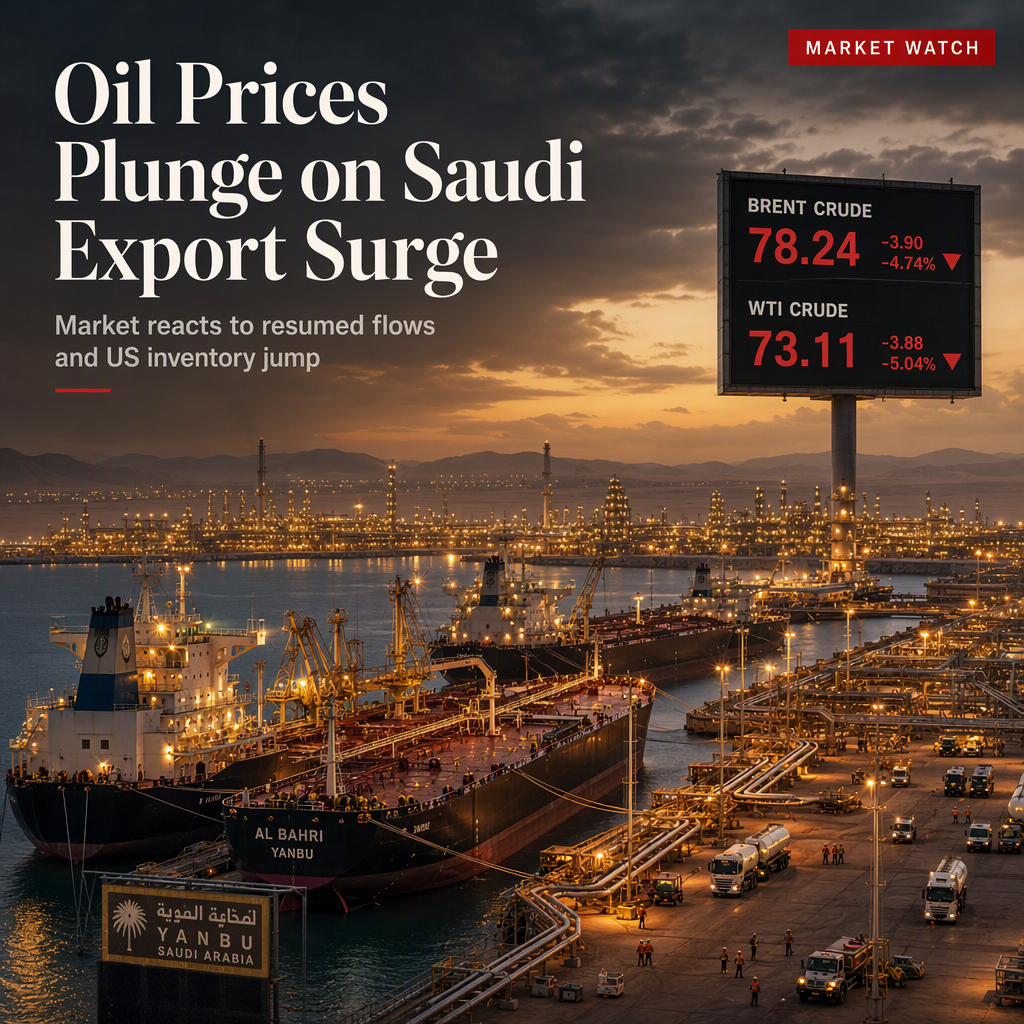 Oil Prices Slide as Saudi Exports Resume and US Inventory Surges