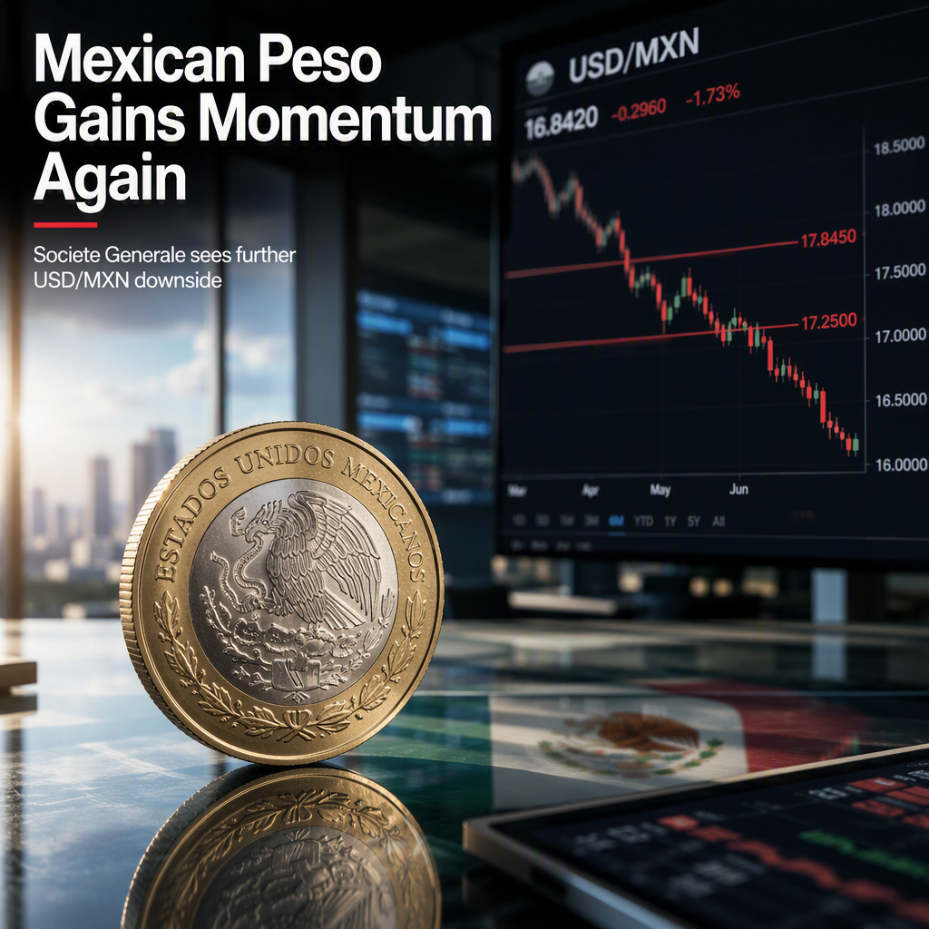 Mexican Peso Strengthens as USD/MXN Downtrend Resumes, Says Societe Generale