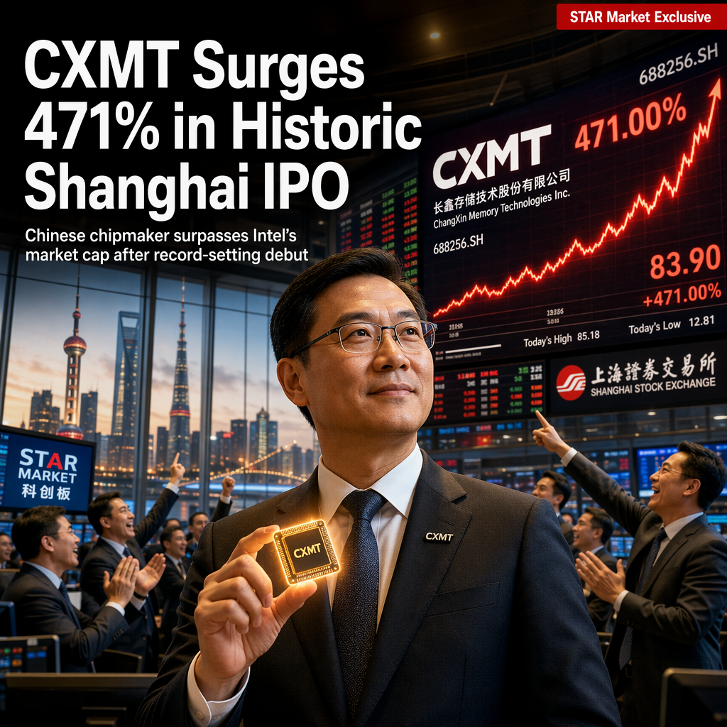 CXMT Surges 471% in Record Shanghai IPO, Surpassing Intel's Market Cap