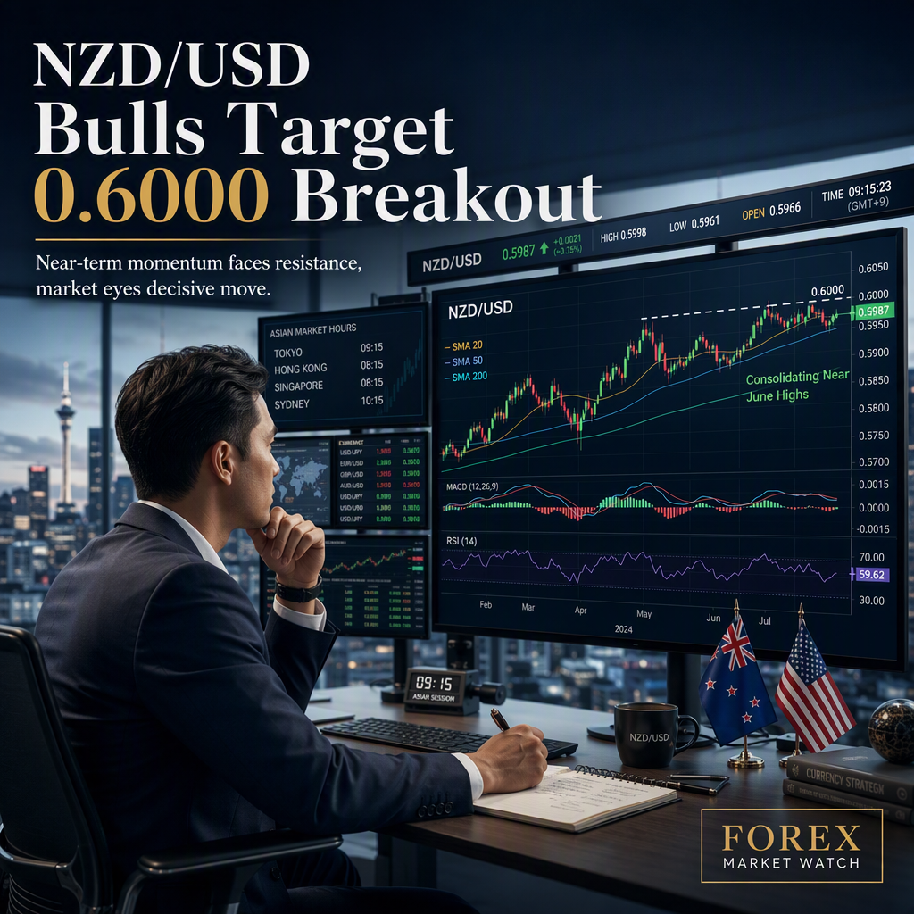 NZD/USD Consolidates Near June High as Bulls Eye Breakout Above 0.6000