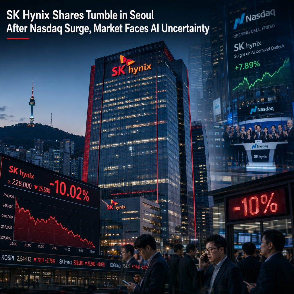 SK Hynix Shares Plunge 10% in Seoul After Blockbuster Nasdaq Debut Amid AI Demand Uncertainty