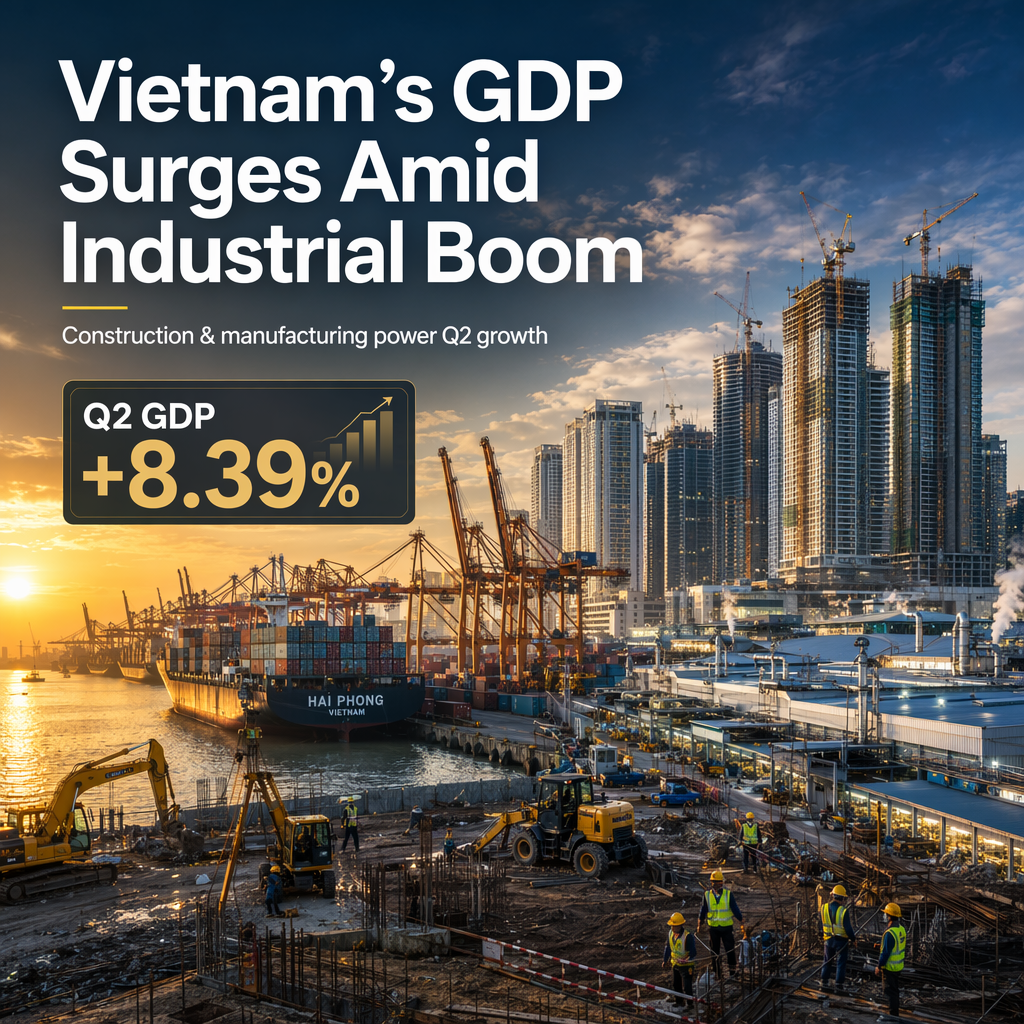 Vietnam's Q2 GDP Growth Accelerates to 8.39%, Driven by Construction and Manufacturing