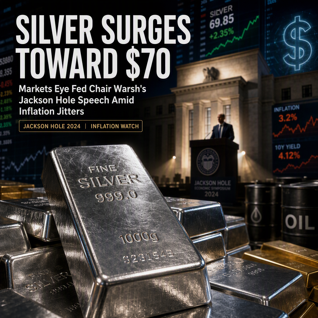 Silver Nears $70 as Markets Await Fed Chair Warsh's Jackson Hole Speech Amid Inflation Concerns