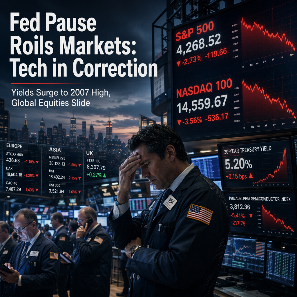 Fed's On-Hold Decision and Yield Spike Trigger Sharp Equity Sell-Off, Tech Stocks Enter Correction
