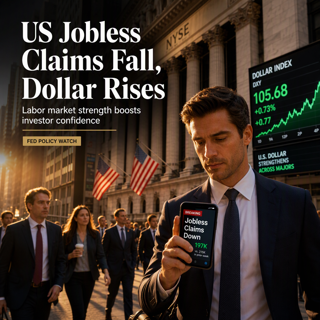 US Initial Jobless Claims Fall to 197K, Beating Estimates and Supporting Dollar Gains