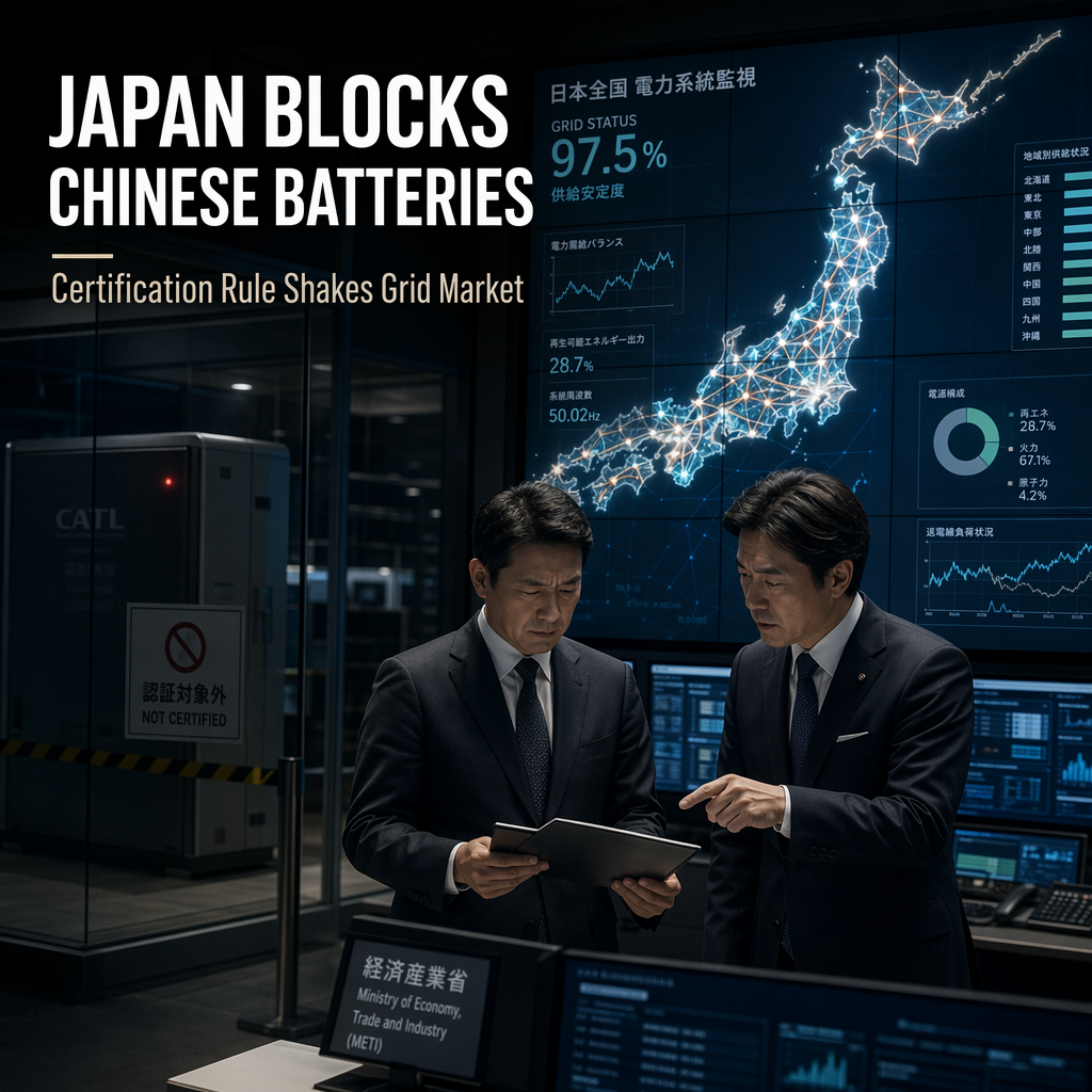 Chinese Storage Battery Makers Excluded from Japan's Cybersecurity Certification Ahead of New Grid Rule