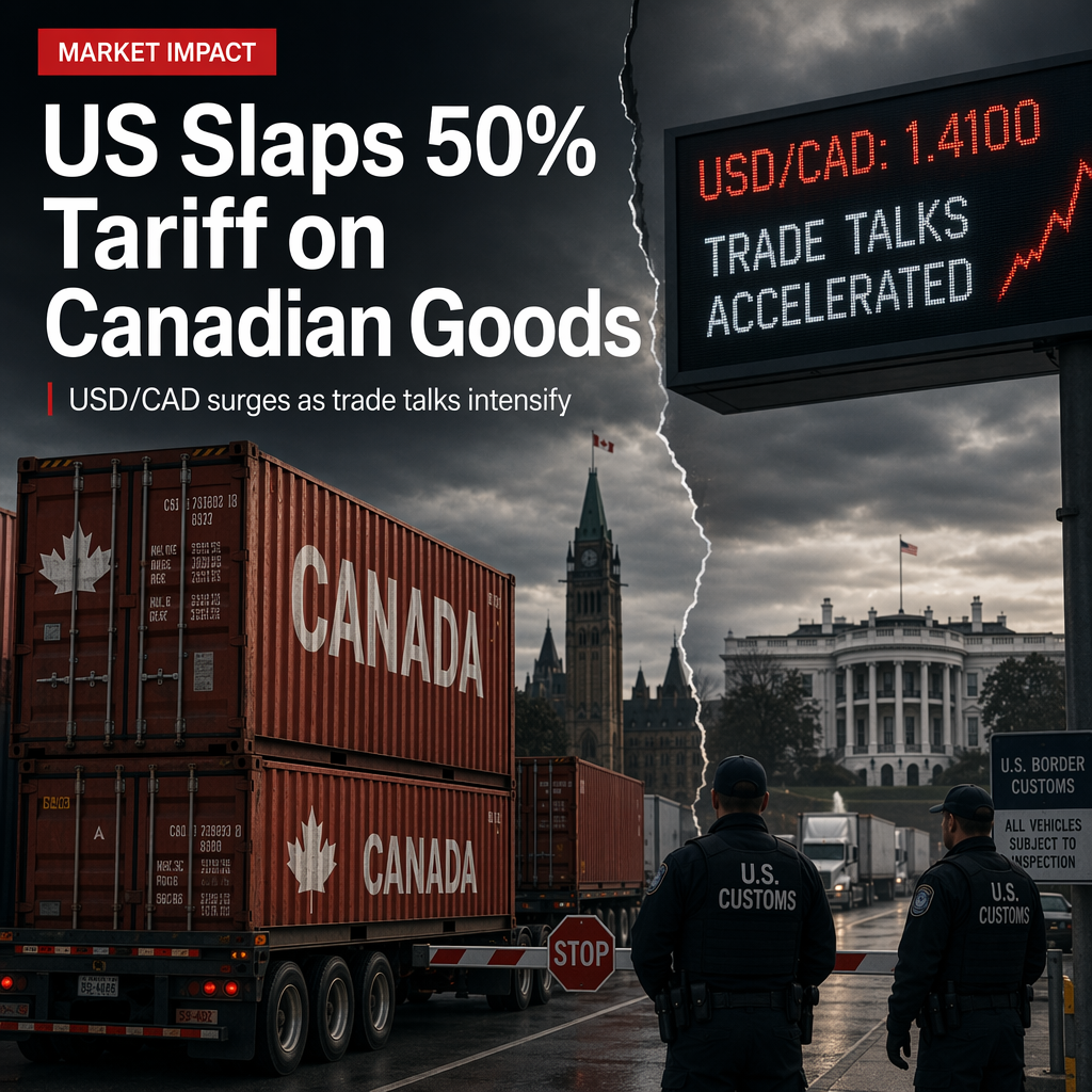 US Imposes 50% Tariff on Canadian Goods, Sending USD/CAD Higher and Prompting Accelerated Trade Talks