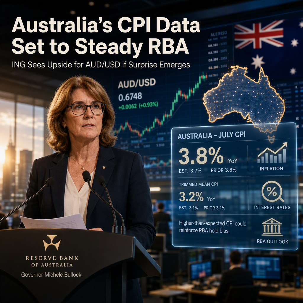 Australian July CPI Data Expected to Reinforce RBA Hold Bias, ING Sees Upside for AUD/USD