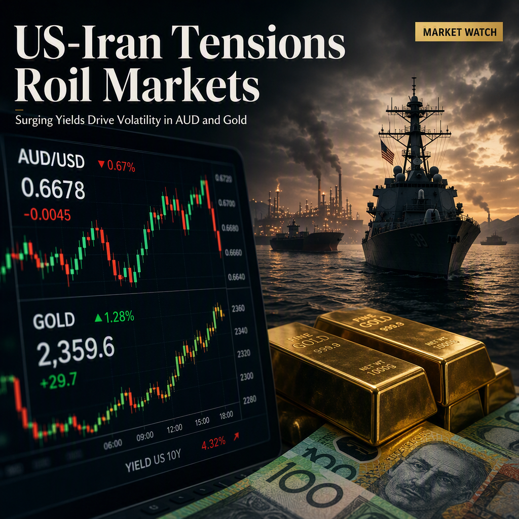 US-Iran Tensions and Surging Yields Drive Volatility in AUD/USD and Gold Markets