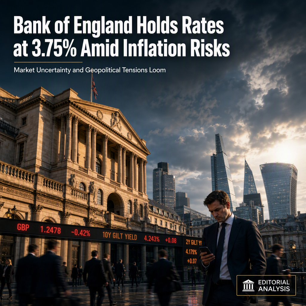 Bank of England Holds Rates at 3.75% Amid Rising Inflation Risks and Market Uncertainty