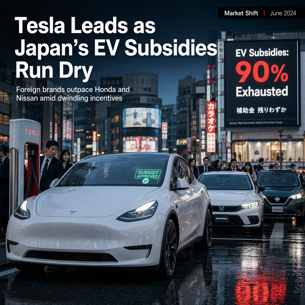 Tesla Surges Ahead in Japan as EV Subsidies Near Exhaustion, Outpacing Honda and Nissan