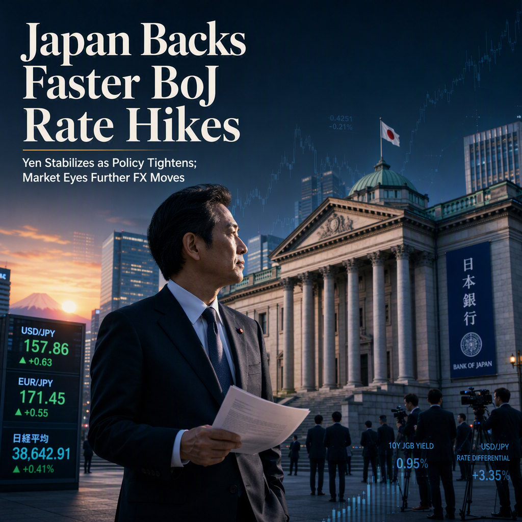 Japanese Government Signals Support for Faster BoJ Rate Hikes Amid Yen Weakness and Fiscal Concerns