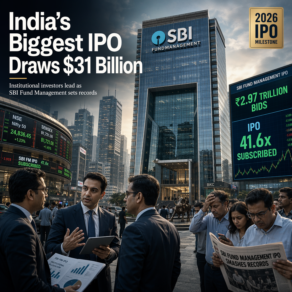 SBI Fund Management IPO Attracts $31 Billion in Bids, Marking India's Largest Share Issue of 2026