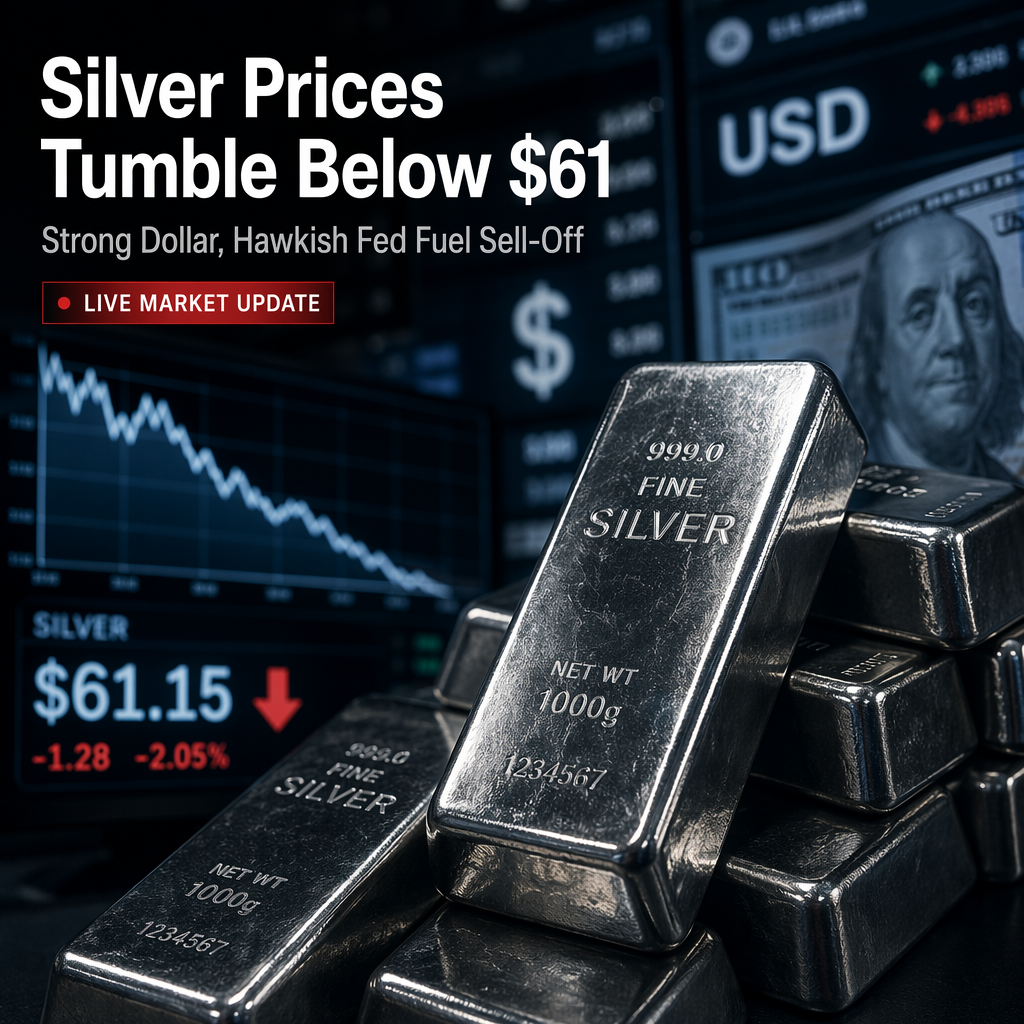 Silver Prices Slide Below $61 Amid Strong US Dollar and Hawkish Fed Outlook