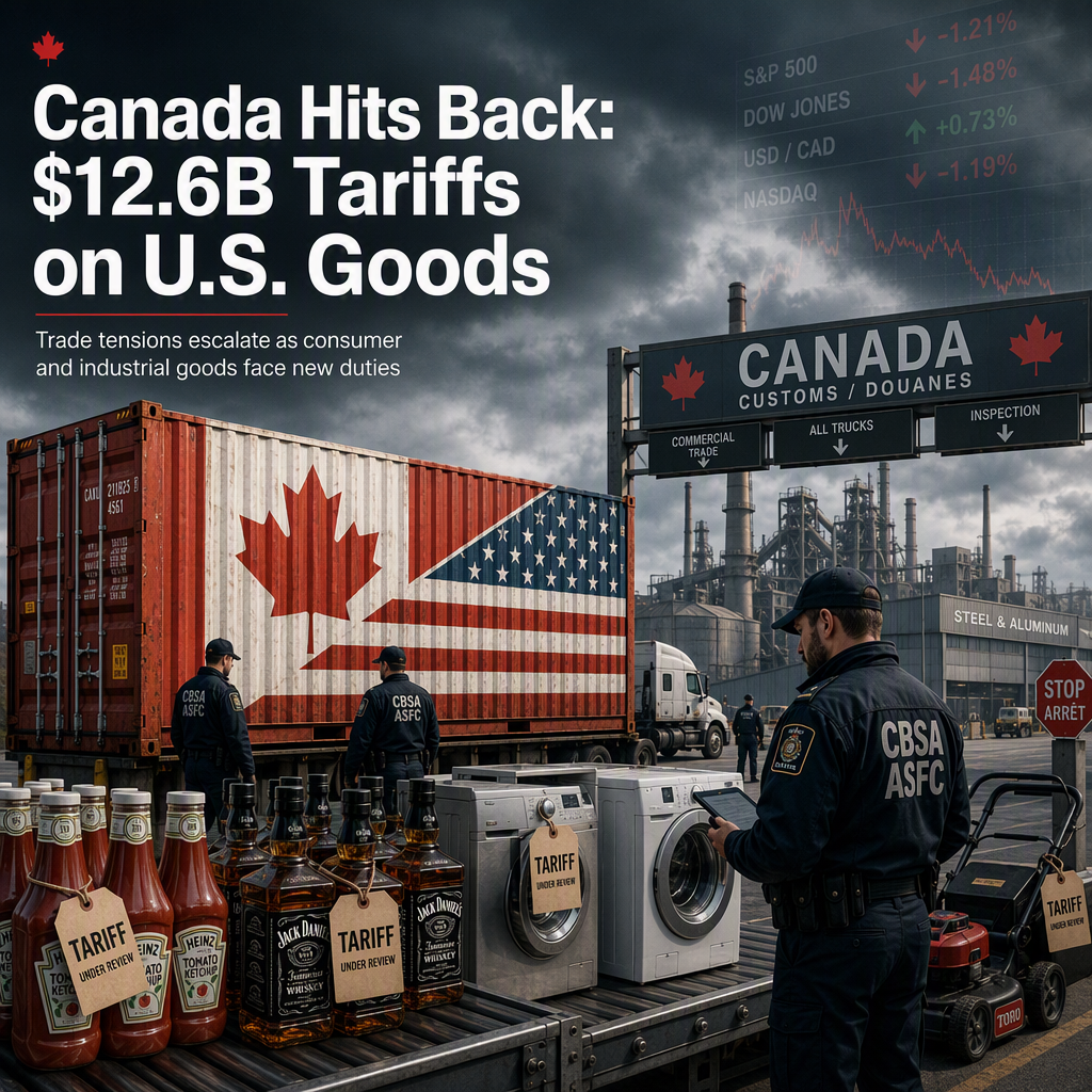 Canada Imposes $12.6 Billion in Retaliatory Tariffs on U.S. Goods Amid Trade Dispute