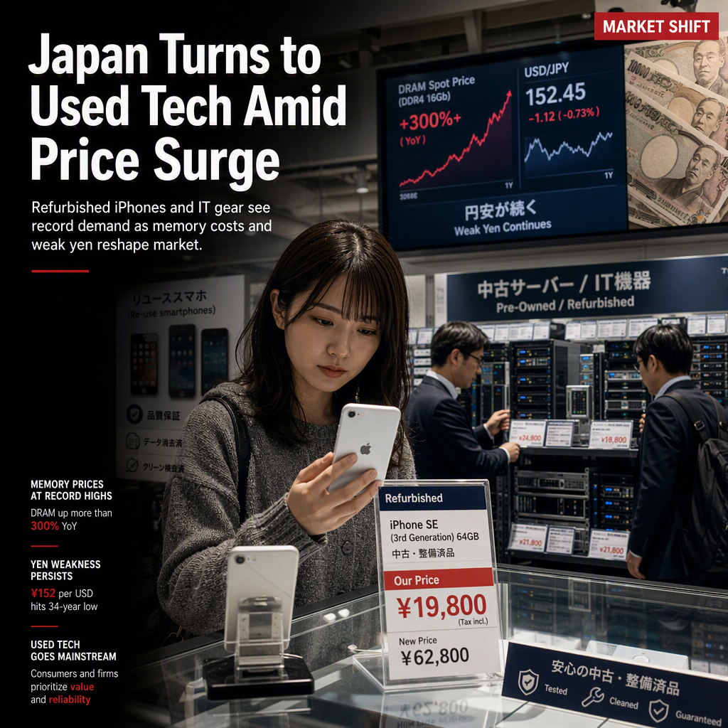 Surging Memory Prices and Weak Yen Drive Japanese Shift to Used iPhones and IT Equipment