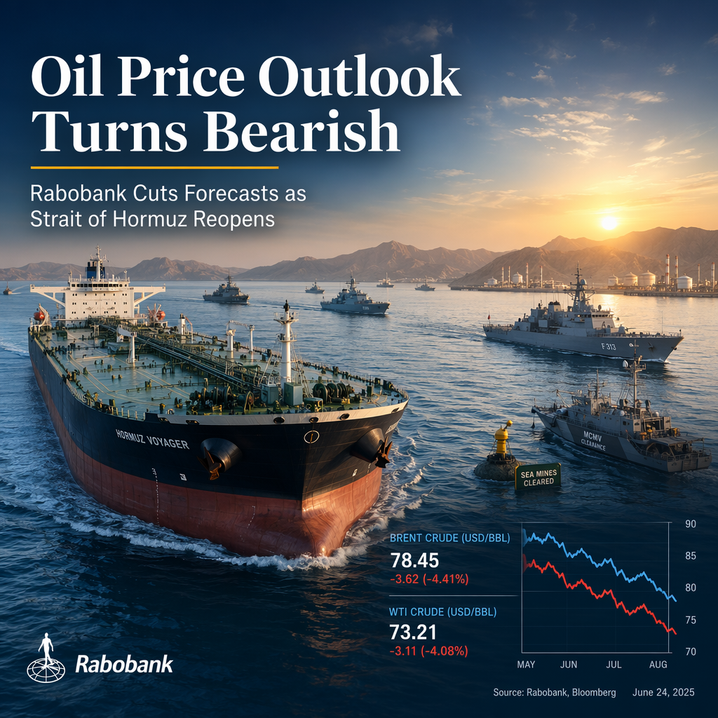 Rabobank Cuts Brent and WTI Forecasts as Strait of Hormuz Reopens, Citing Softer Oil Price Path