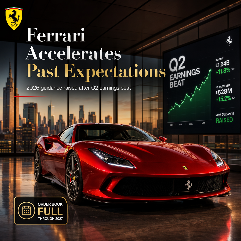 Ferrari Raises 2026 Guidance After Beating Q2 Earnings Expectations