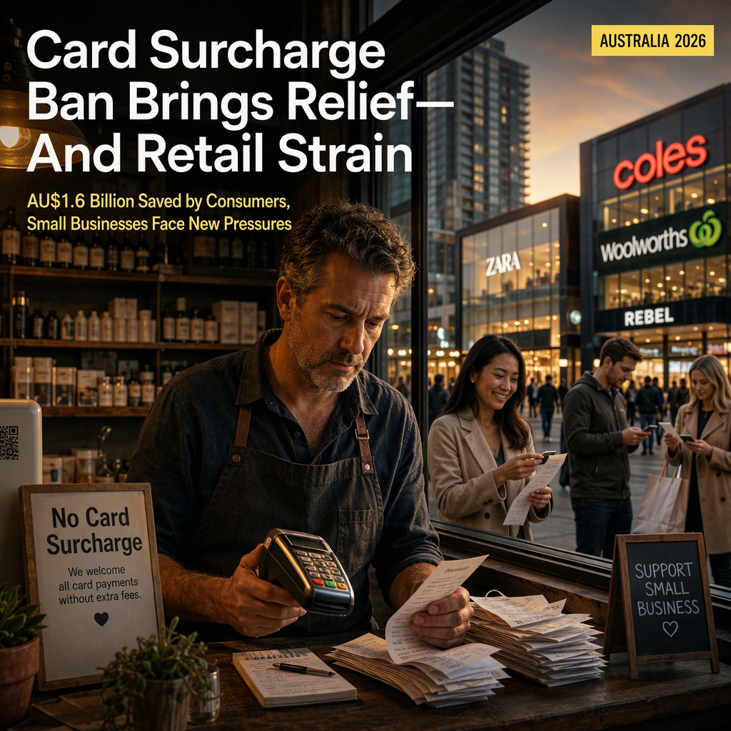 Australia Bans Card Payment Surcharges, Saving Consumers AU$1.6 Billion but Pressuring Small Retailers