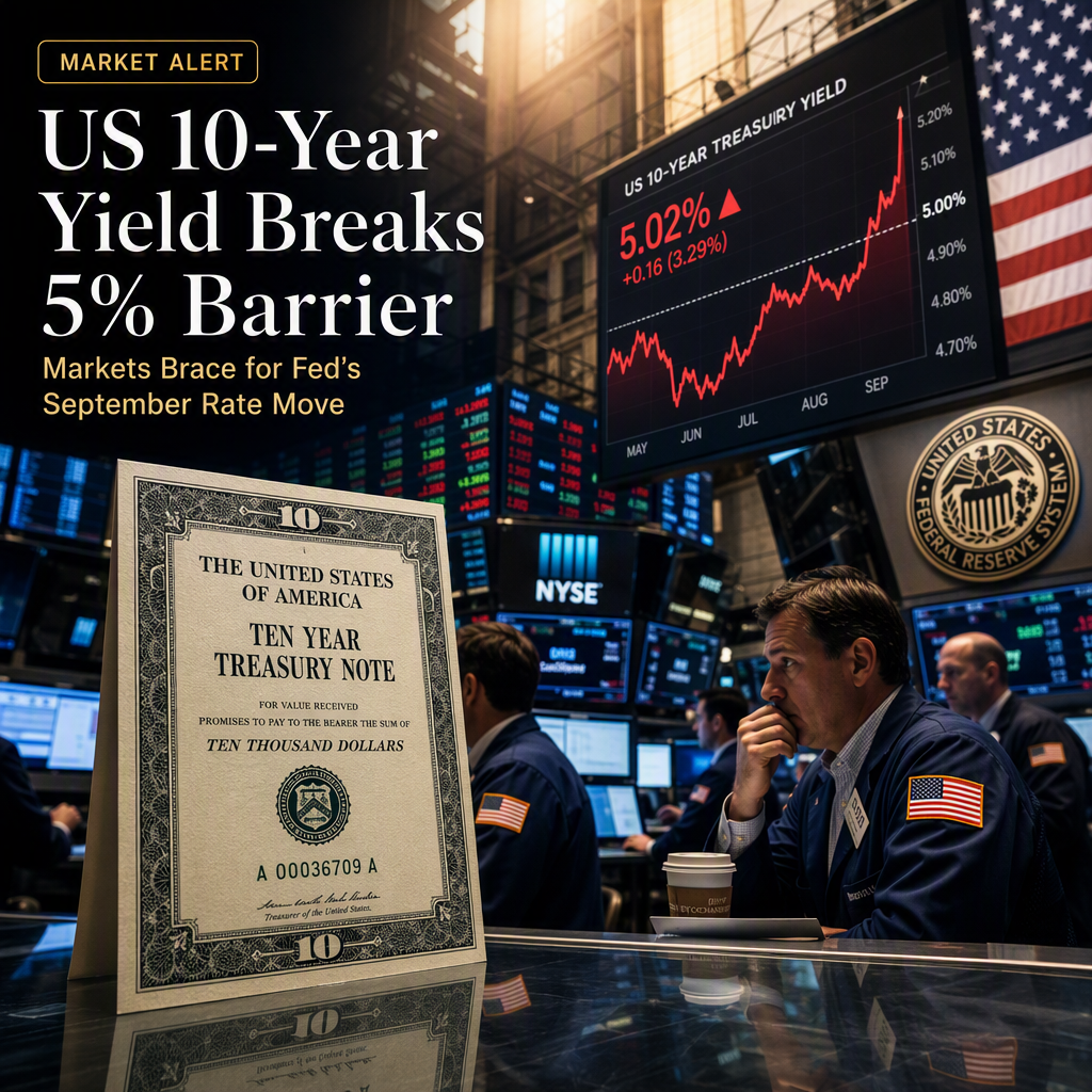 US 10-Year Treasury Yield Surges Past 5% as Markets Brace for September Fed Rate Hike