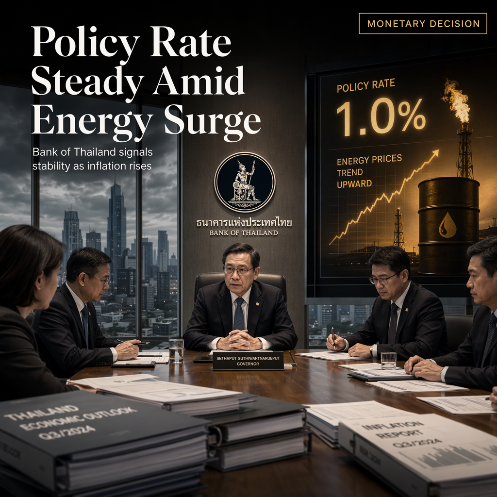 Bank of Thailand Holds Policy Rate at 1% Amid Rising Energy Prices